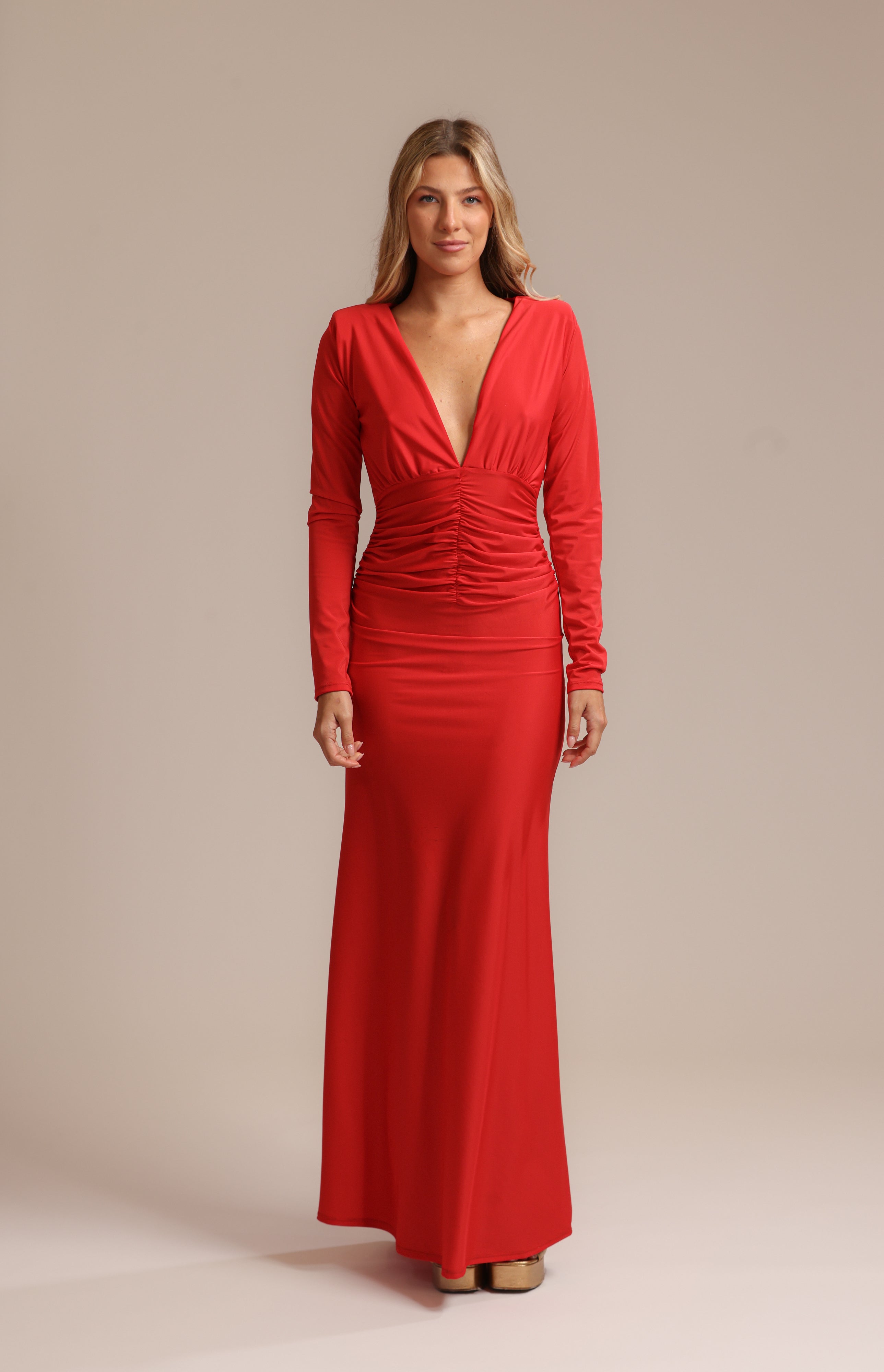 FR Garden Red Lycra  Dress