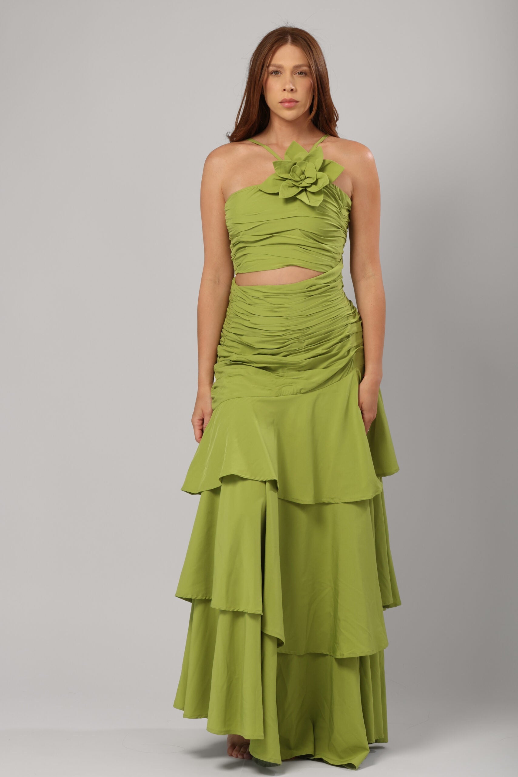 FR Pistacho Flower Maxi Dress