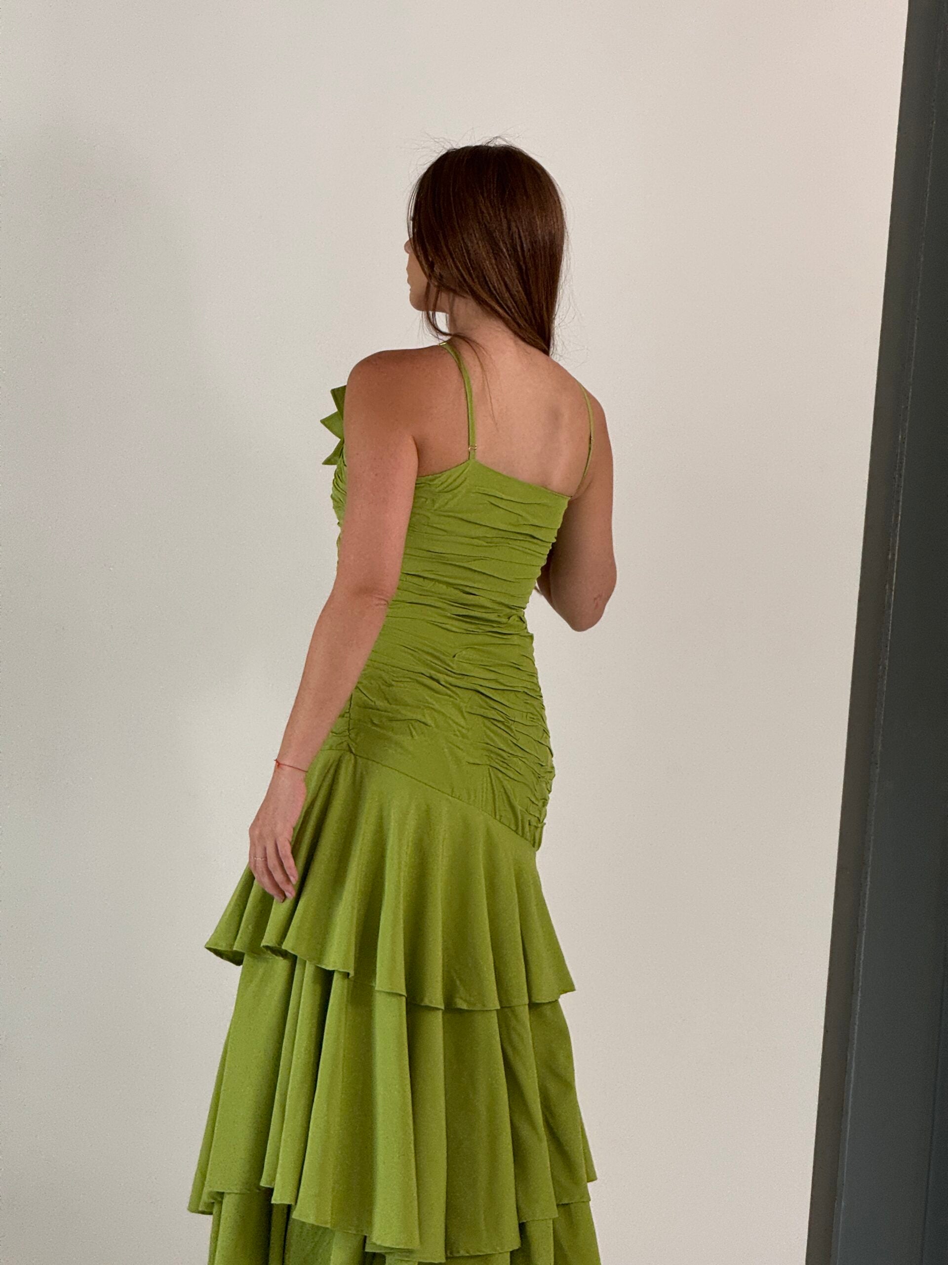FR Pistacho Flower Maxi Dress