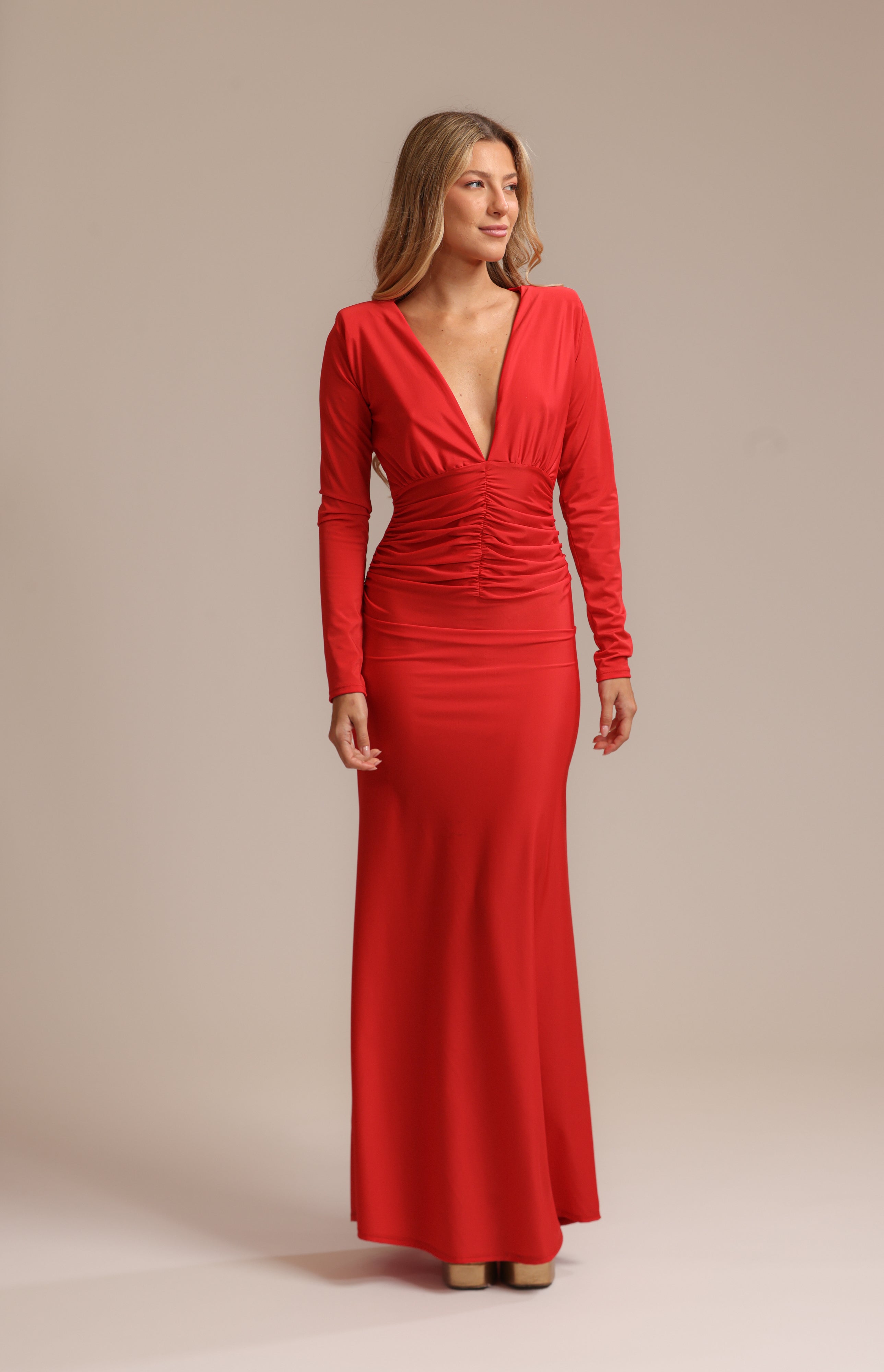 FR Garden Red Lycra  Dress