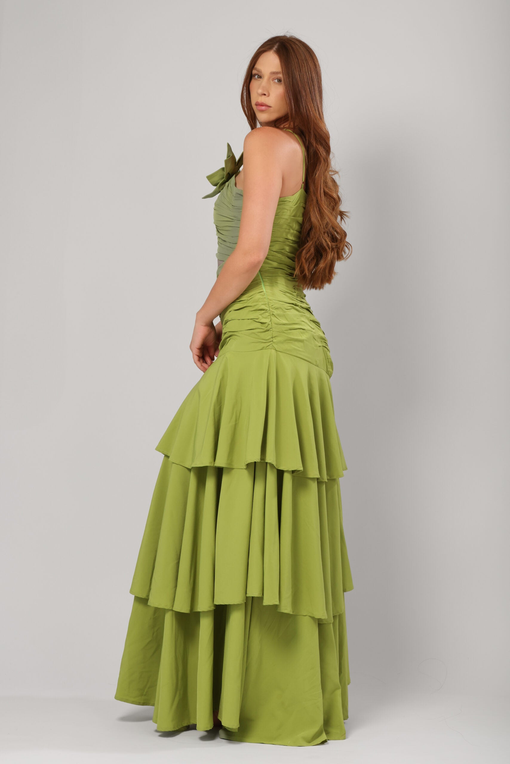 FR Pistacho Flower Maxi Dress