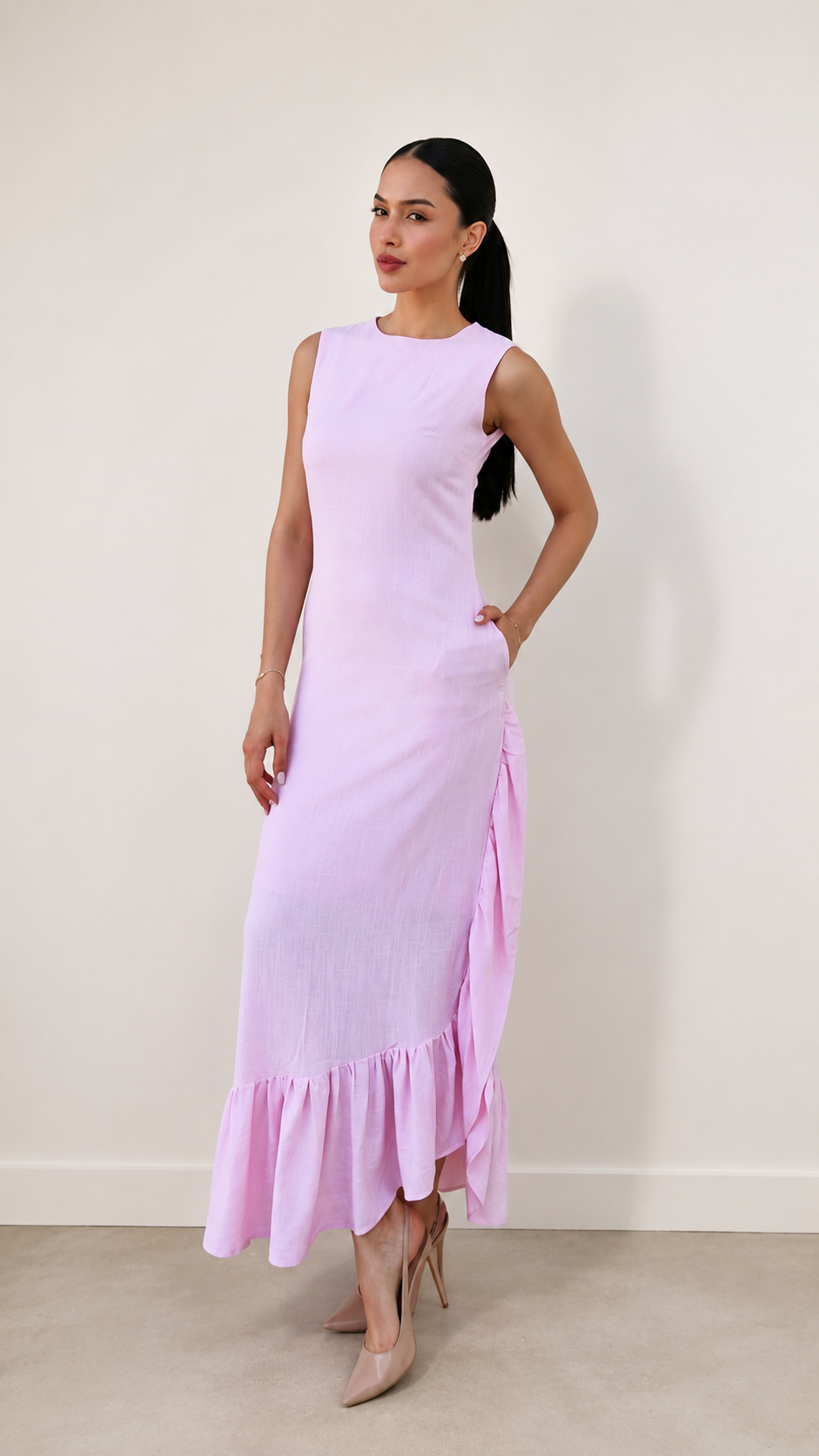 FR Bloom Halo Linen  Dress